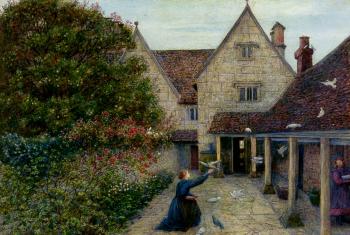 瑪麗 斯帕爾塔利 斯蒂曼 Feeding The Doves At Kelmscott Manor 瑪麗 斯帕爾塔利 斯蒂曼 Feeding The Doves At Kelmscott Manor